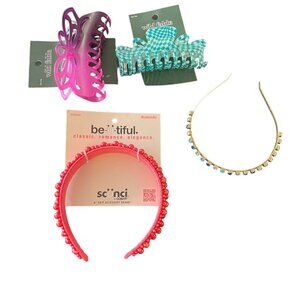 4 Piece Hair Headband Claw Set NEW Retail $41